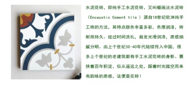 花磚 酒店裝修 廠家批發(fā)定制200*200的砼語(yǔ)手工水泥花磚
