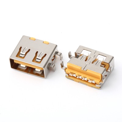usb2.0 af沉板1.9大電流銅殼黃膠直邊